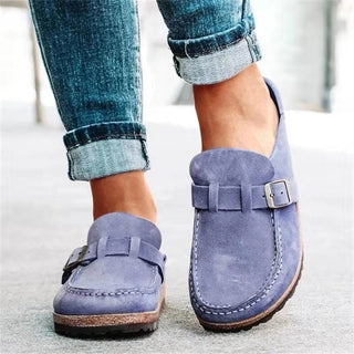 Ruby | Women’s Orthopedic Suede Loafers with Open Heel and Buckle