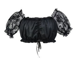 Elisa | Women’s Cropped Ruffle V-Neck Top with Short Sleeves and Ruched Front