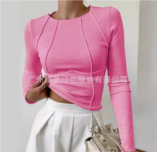 Lian | Women's Fitted Ribbed Long Sleeve Top with Distinct Stitch Detailing