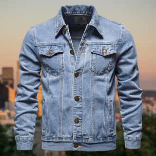 Carl | Men’s Casual Denim Trucker Jacket with Button-Front Closure