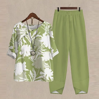Ella | Women's 2-Piece Printed Top and Flowy Pants set