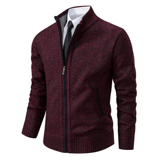 Aaron | Men’s Knitted Sweater Cardigan with Zipper Closure and Stand Collar