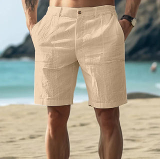 Caius | Men’s Linen-Blend Shorts with Flat-Front, Regular Fit, and Side Insert Pockets