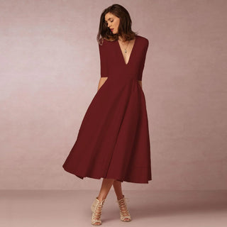 Rona | Women’s Elegant Half Sleeve Dress with V-neck