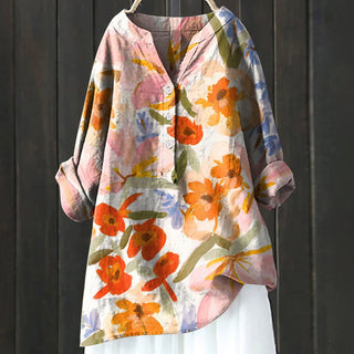 Dahlia | Women's Floral Half-Button Blouse