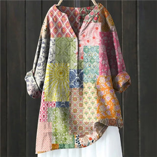 Dahlia | Women's Floral Half-Button Blouse