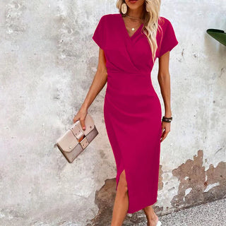 Cher | Short-Sleeve V-Neck Bodycon Midi Dress for Women