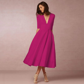 Rona | Women’s Elegant Half Sleeve Dress with V-neck