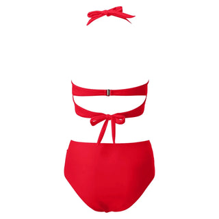 Junia | Women's High-Waisted Ruched Bikini Set with Halter Twist-Front Top