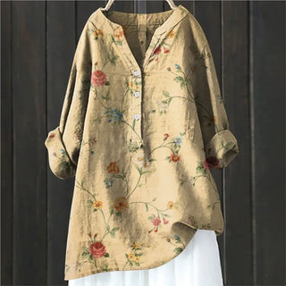 Dahlia | Women's Floral Half-Button Blouse