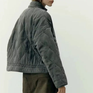Irish  | Women's Vintage Quilted Cotton Jacket with Zip Closure