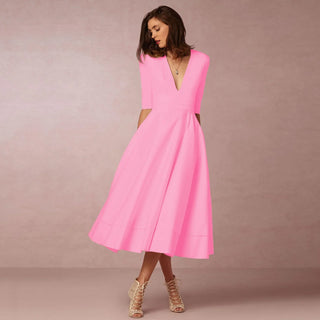 Rona | Women’s Elegant Half Sleeve Dress with V-neck
