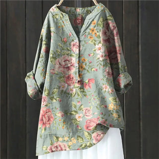 Dahlia | Women's Floral Half-Button Blouse