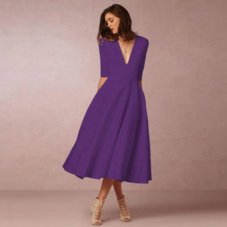 Rona | Women’s Elegant Half Sleeve Dress with V-neck