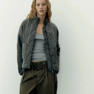 Irish  | Women's Vintage Quilted Cotton Jacket with Zip Closure