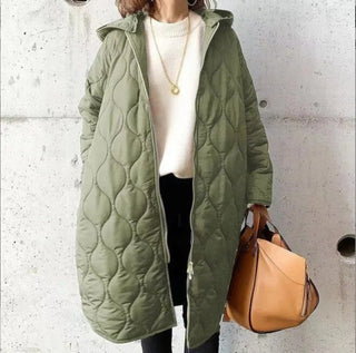 Fenella | Women’s Quilted Long Puffer Jacket with Hooded Padded Design