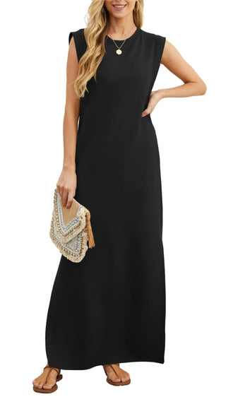 Fiona | Women's Casual Sleeveless Maxi Dress with Crew Neck