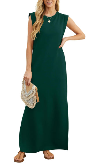 Fiona | Women's Casual Sleeveless Maxi Dress with Crew Neck