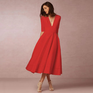 Rona | Women’s Elegant Half Sleeve Dress with V-neck