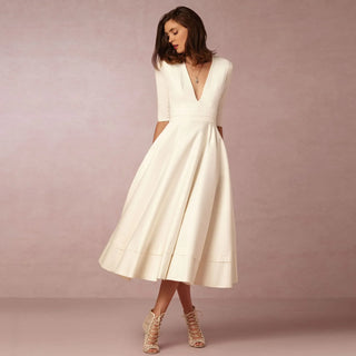 Rona | Women’s Elegant Half Sleeve Dress with V-neck