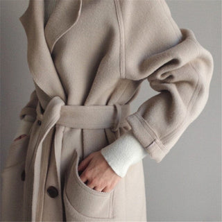 Florencia | Women’s Buttoned Long Coat with Belt and Pockets