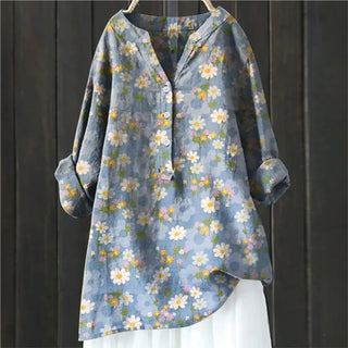 Dahlia | Women's Floral Half-Button Blouse
