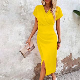 Cher | Short-Sleeve V-Neck Bodycon Midi Dress for Women