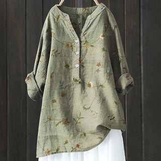 Dahlia | Women's Floral Half-Button Blouse