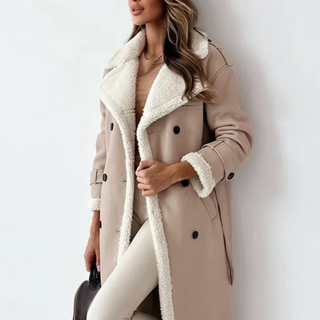 Gabriella | Women's Double-Sided Long Leather Coat with Notched Lapel