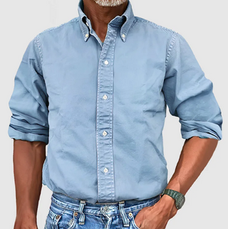 Matt | Men’s Long Sleeve Button-Up Shirt with Classic Collar and Button Cuffs,