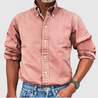 Matt | Men’s Long Sleeve Button-Up Shirt with Classic Collar and Button Cuffs,