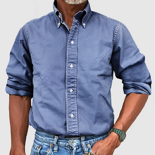 Matt | Men’s Long Sleeve Button-Up Shirt with Classic Collar and Button Cuffs,