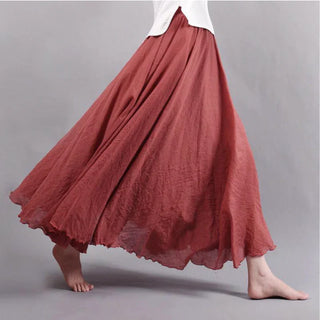 Vangie | Bohemian Cotton Linen Maxi Skirt for Women with Elastic Waistband