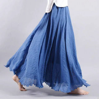 Vangie | Bohemian Cotton Linen Maxi Skirt for Women with Elastic Waistband