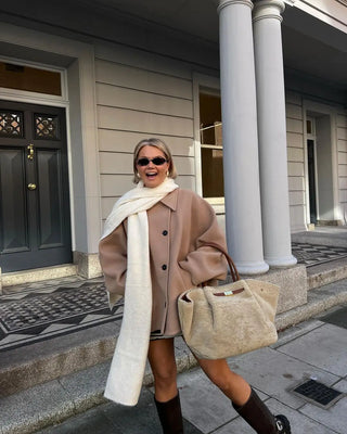 Tina | Women’s Oversized Short Coat with Large Turndown Collar