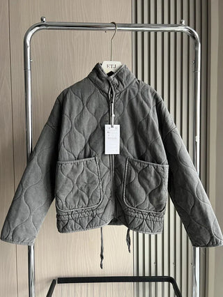 Irish  | Women's Vintage Quilted Cotton Jacket with Zip Closure