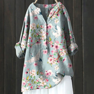Dahlia | Women's Floral Half-Button Blouse