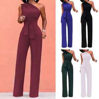 Katarina | Women’s One-Shoulder Sleeveless Jumpsuit with Wide-Leg Elegant Silhouette