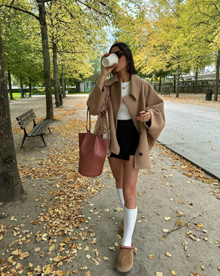 Tina | Women’s Oversized Short Coat with Large Turndown Collar