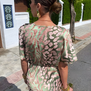 Shenna | Women’s Elegant Leopard Dress with Twisted V-neck