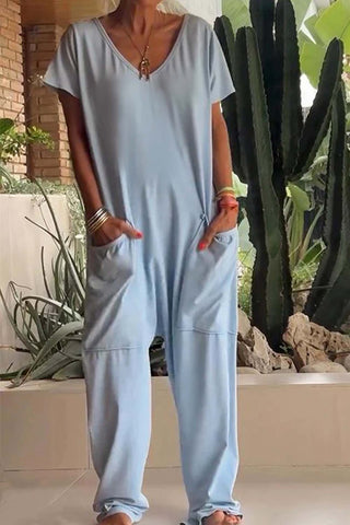 Clara | Casual Short-Sleeve V-Neck Jumpsuit for Women