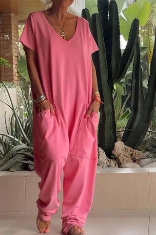 Clara | Casual Short-Sleeve V-Neck Jumpsuit for Women