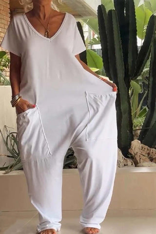 Clara | Casual Short-Sleeve V-Neck Jumpsuit for Women