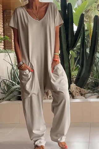 Clara | Casual Short-Sleeve V-Neck Jumpsuit for Women