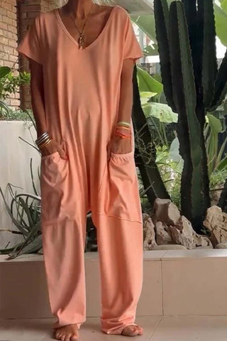 Clara | Casual Short-Sleeve V-Neck Jumpsuit for Women