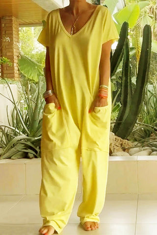 Clara | Casual Short-Sleeve V-Neck Jumpsuit for Women