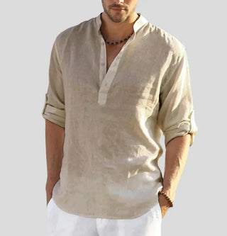 Poland | Men’s Long-Sleeve Mandarin Collar Deep V-Shirt