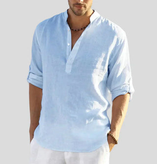 Poland | Men’s Long-Sleeve Mandarin Collar Deep V-Shirt