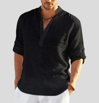 Poland | Men’s Long-Sleeve Mandarin Collar Deep V-Shirt