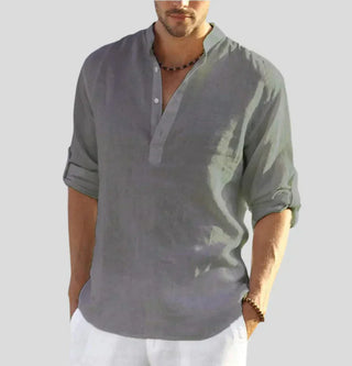 Poland | Men’s Long-Sleeve Mandarin Collar Deep V-Shirt